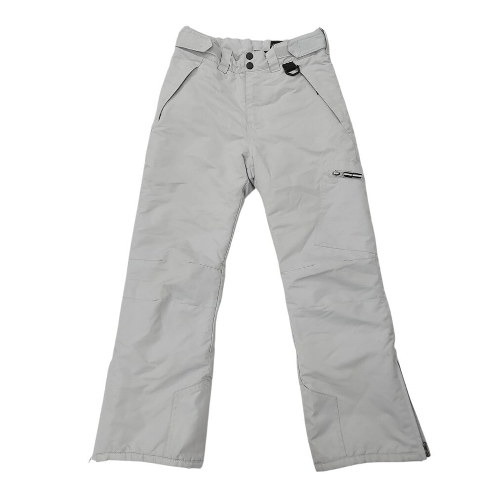 Swiss ALPS Cargo Snow Pants Kids Small 8 Light Gray Insulated Ankle Zip Winter